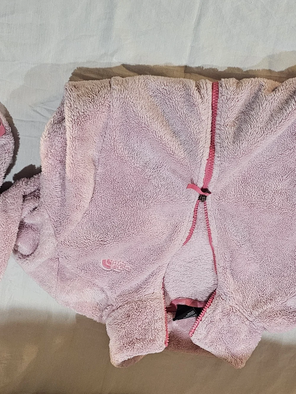 The North Face Light Pink Plush Full-Zip Fleece Jacket Girls X-large